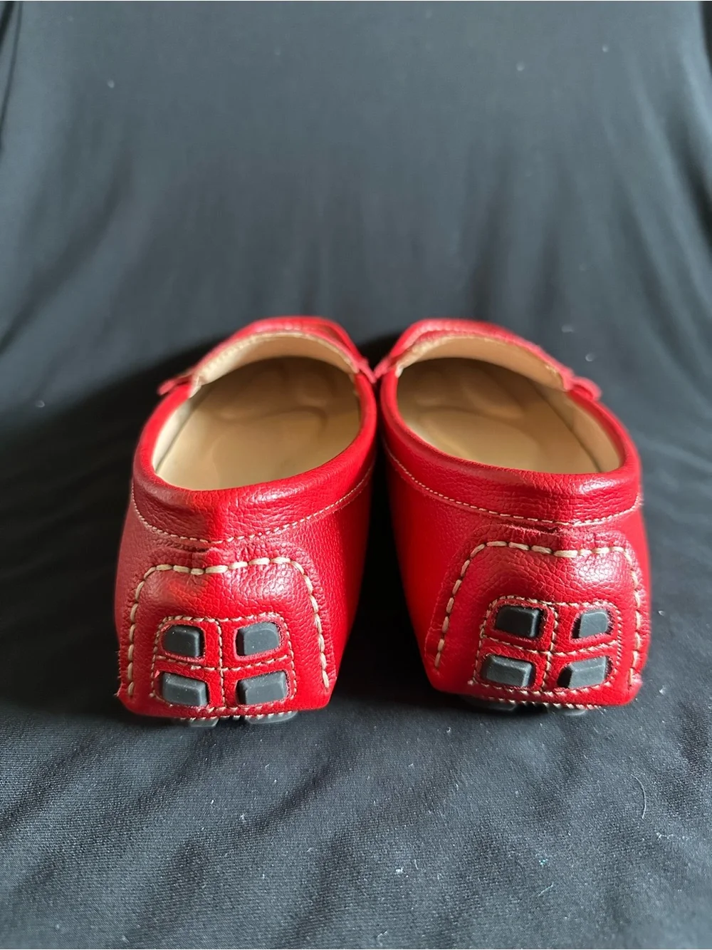 Bright Red Leather Slip-On Women's Loafers